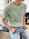 Lilideco Men's Round Neck Short Sleeve Waffle Knit Tee Summer Casual T Shirt Tops