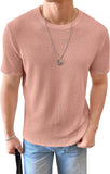 Lilideco Men's Round Neck Short Sleeve Waffle Knit Tee Summer Casual T Shirt Tops