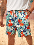 Lilideco Men's 2 Piece Boho Outfit Tree Print Tee Shirt with Beach Shorts Set