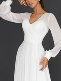 Lilideco White Chiffon Long Sleeve Dress