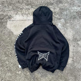 Lilideco Streetwear Tapout Zipper Hoodie Y2K Retro Hip Hop Letter Print Oversized Black Hoodie Sweatshirt Mens Womens Rock Gothic Jacket