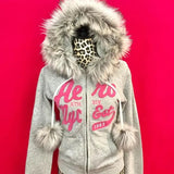 Lilideco With Harajuku Print Light Color Hoodies women Design Clothing Kawaii Clothes Street Leopard Print American Plush Jacket Y2K Tops