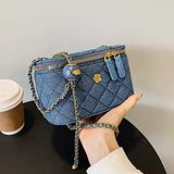 Lilideco Small fragrant style denim blue box bag women's 2024 new hot style high-end all-match one-shoulder Messenger small bag