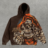 Lilideco Streetwear Hoodies Y2K Men Women Clothes American Retro Skull Graphic Print Oversized Hoodies Sweatshirts Rock Pullover Hoodies