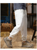 Lilideco Spring Summer Mens Linen Casual Pants Elastic Waist  Loose Pencil Pants Fashion Sports Ankle-Length Cargo Trousers Flax