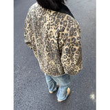 Lilideco American leopard print handsome high street hip-hop zipper denim jackets women Y2K autumn winter trendy aesthetic couple jackets