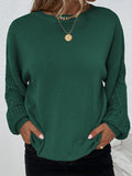 Lilideco  Knitted Twist Long Sleeves Solid Color Round-Neck Sweater Tops