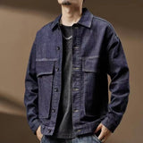 Lilideco Oversize Retro Denim Jacket For Men Spring Autumn Fashion Loose Jeans Top American Vintage Large Pocket Workwear Coat Streetwear