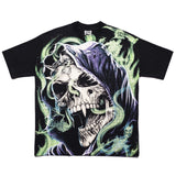 Lilideco Streetwear T Shirt Y2K Round Neck Cotton Short Sleeve Tops Men's Punk Rock Retro Skeleton Skull Print Oversized TShirt Clothes