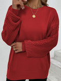 Lilideco  Knitted Twist Long Sleeves Solid Color Round-Neck Sweater Tops