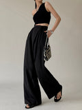 Lilideco Tie Waist Flowy Wide Leg Dress Pants