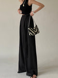 Lilideco Tie Waist Flowy Wide Leg Dress Pants