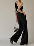 Lilideco Tie Waist Flowy Wide Leg Dress Pants