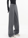 Lilideco Asymmetrical Layer Button Wide Leg Dress Pants