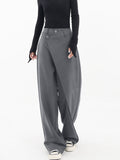 Lilideco Asymmetrical Layer Button Wide Leg Dress Pants