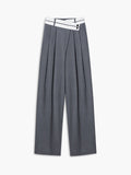 Lilideco Asymmetrical Contrast Waistband Wide Leg Dress Pants