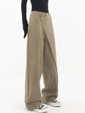 Lilideco Asymmetrical Layer Button Wide Leg Dress Pants