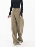 Lilideco Asymmetrical Layer Button Wide Leg Dress Pants