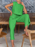 Lilideco Utility Linen Two Piece Wide Leg Pants Set