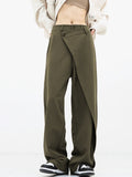 Lilideco Asymmetrical Layer Button Wide Leg Dress Pants