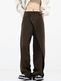 Lilideco Asymmetrical Layer Button Wide Leg Dress Pants