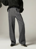 Lilideco Herringbone Pockets Wide Leg Dress Pants