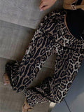 Lilideco Leopard Print Wide Leg Pants