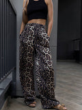 Lilideco Leopard Print Wide Leg Pants