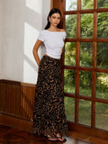 Lilideco Casual Leopard Print Chiffon Maxi Skirt