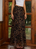 Lilideco Casual Leopard Print Chiffon Maxi Skirt