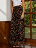 Lilideco Casual Leopard Print Chiffon Maxi Skirt