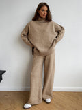 Lilideco Plain Turtleneck Knit Pants Set