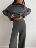 Lilideco Plain Turtleneck Knit Pants Set