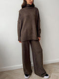 Lilideco Plain Turtleneck Knit Pants Set