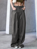 Lilideco Knotted Pleated Wide-Leg Draped Pants