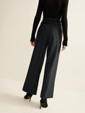 Lilideco Double-Belt Pleated Straight Pants