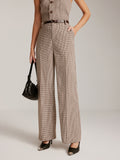 Lilideco High-Waist Plaid Belted Pants