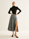 Lilideco Pleated Slit Zipper Skirt