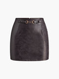 Lilideco Crocodile Embossed Faux Leather Skirt