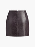 Lilideco Crocodile Embossed Faux Leather Skirt