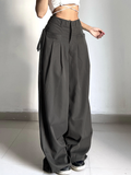 Lilideco Knotted Pleated Wide-Leg Draped Pants