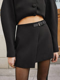 Lilideco Retro Belted Zipper Skirt