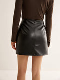 Lilideco Faux Leather Pockets Mini Skirt