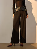 Lilideco Criss Cross Faux Leather Panel Pants