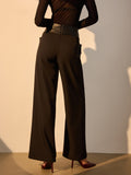 Lilideco Criss Cross Faux Leather Panel Pants