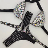 Lilideco 2020 venus vacation V collar rhinestone swimwear daimond bikini set push up swimsuit bling stones bathing suit