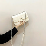 Lilideco New small bag for women 2024 summer new Korean style versatile texture chain bag single shoulder crossbody bag embroidered small square bag