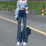 tailgate outfit black women 2024 Summer Thin Straight Jeans Women's High Waist Slimming Fat Covering Wide Leg Black Micro Horn Mop Pants