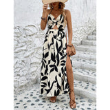 Lilideco 2024  hollow twisted halter neck printed dress temperament romantic style