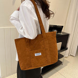 Lilideco Corduroy shoulder bag 2024 tote bag new Korean style fashion simple trend large capacity commuter women's bag